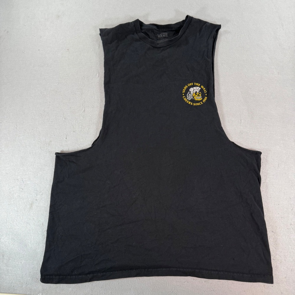 Vans Skull Beer Graphic Muscle Tank Mens Large Black Sleeveless